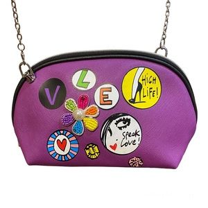 Izak New York Upcycled Crossbody Shoulder Bag Speak Love High Life Funky Fun